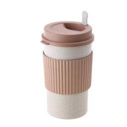 Tasse à café réutilisable C63B avec couvercle écologique en paille de blé pour eau mentale