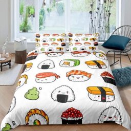 Ensemble de housse de couette King Sushi motif sushi microcarence style japonais thème