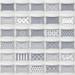 Taie d'Oreiller Lombaire Grise de 30x50cm Motif Damassé Géométrie Feuilles Floral