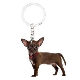 Porte-clés animal Chihuahua pour femme OJ Flat chien Kawaii breloques mignonnes Llaveros Noël