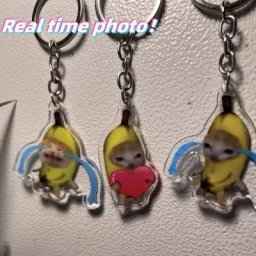 JOMaxwell-Porte-clés pendentif chat Happy Gels porte-clés en résine drôle petit lien accessoires