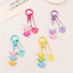 Porte-clés coeur d'amour empilé pour femme breloques bricolage voiture sac à dos porte-clés pour