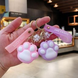 Porte-clés patte de chien et de chat en silicone pour femme dessin animé mignon griffes d'animaux