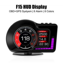 Affichage tête haute de voiture F15 HUD outils de diagnostic OBD compteur de vitesse GPS horloge