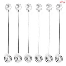 Trempette à miel en acier inoxydable 6 pièces serveur tige d'agitation pour le lait Pot de sirop