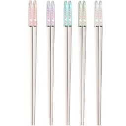 Baguettes Réutilisables Kawaii en l'horloge Outils de Sushi Blanc Restauration Rapide Style