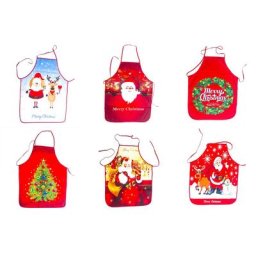 Tablier rouge à imprimé de Noël pour adulte homme et femme idéal pour faire la cuisine Père Noël