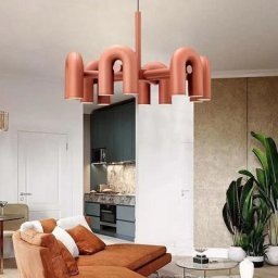 Art déco – lustre en métal réglable avec cordon disponible en noir Orange et gris luminaire