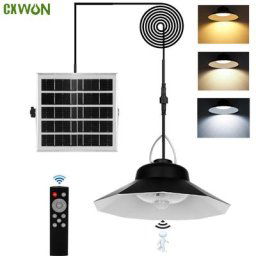 Lampe Solaire Suspendue avec Détecteur de Mouvement Abri Étanche à Intensité Réglable Télécommande