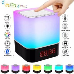 Haut-parleur Bluetooth sans fil avec alarme musicale LED. Lampe d'ambiance colorée Rechargeable rvb