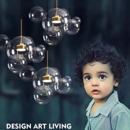 Moderne En Verre Clair À Bulles LED Lustre pour salle à manger Cuisine Barre Lumineuse Bureau