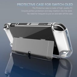 Coque de protection transparente pour console de jeu Nintendo Switch OLED étui à rabat transparent