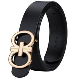 Ceinture en cuir pour femmes maille rouge faite à la main boucle plate