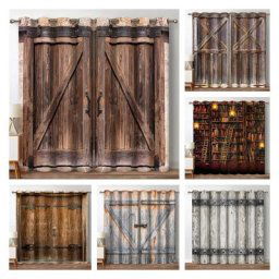 Rideaux Occultants en Bois Rustique Vintage Porte de Grange en Bois Décor de Maison Chambre à
