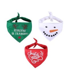 Bandana imprimé thème de noël pour chien mignon écharpe triangulaire pour chaton chiot