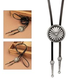Western Bolo aught Native American Cowboy Leather Ktie Round Bolo aught 28TF