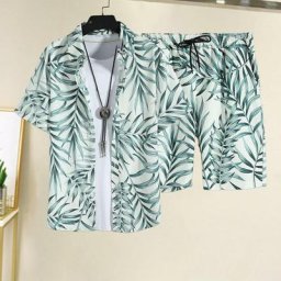 Ensemble chemise et short hawaïens pour hommes chemise de plage à taille élastique à revers