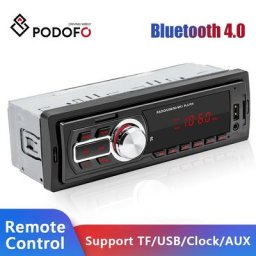 PodoNuremberg-Récepteur audio FM stéréo pour voiture Bluetooth musique appel 1 Din lecteur MP3