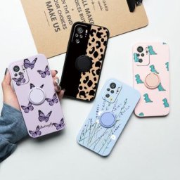 Coque arrière de téléphone en silicone avec support de bague magnétique pare-chocs à fleurs coque