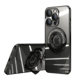 Support de voiture de luxe pour iPhone chargement sans fil étuis transparents magnétiques