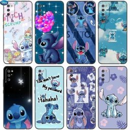Disney Stitch Aesthetic Black Case Samsung Galaxy A03S A02S A01 A03 Core A11 A10S A20S A20E