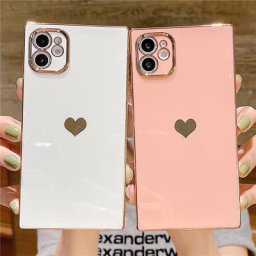Coque de téléphone galvanisée en forme de cœur d'amour pour iPhone couleur bonbon pour modèles 12