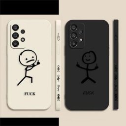 Coque colorée Cartoon Man avec doigt du milieu pour Samsung A91 A73 A72 A71 A53 A52 A51 A42
