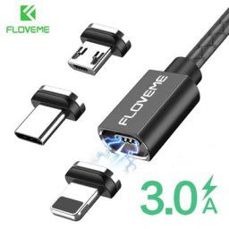 FLOVEME câble magnétique USB pour iPhone 6 Xiaomi Redmi 4X Micro USB Type C vers USB câble 3A 1M
