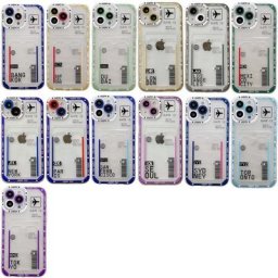 Coque en TPU souple transparente antichoc pour iPhone Air Plane City Ticket Card Slot iPhone 14 13
