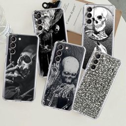Coque transparente tête de mort pour Samsung coque de téléphone en TPU souple Galaxy S22 S20 FE