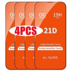 Protecteur d'Écran en Verre 21D pour iPhone Couverture Complète pour Modèles 11 12 13 14 Pro