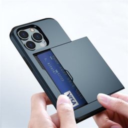 Coque Anti-Rayures pour iPhone 13 12 11 Pro Max PC + TPU Porte Coulissante Antichoc Poche Cachée