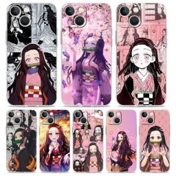 Coque de téléphone transparente Anime pour iPhone Nezuko Demon Slayer 14 13 12 11 Pro Max XS