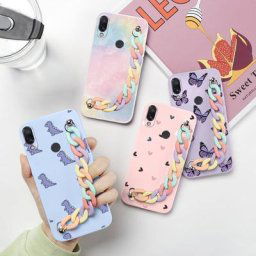 Coque de téléphone avec bracelet et poignet pour Xiaomi Redmi Note 7 Pro housse en silicone TPU