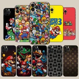 Coque de téléphone Super Mario B-Bros jeux de dessins animés coque arrière iPhone 12 Pro 13 Mini