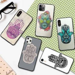 YNDFCNB Hamsa Main de Fatima pour iPhone 11 12 13 mini pro XS MAX 8 7 6 6S Plus X 5S SE 2020 XR