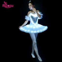 Ruoru-Tutu de ballet professionnel pour femmes et filles jupe LED fzLake vêtements de danse de