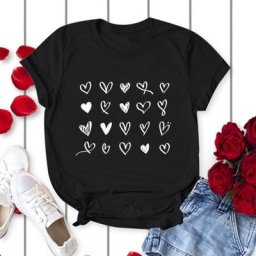 T-shirt manches courtes col rond pour femme décontracté estival et estival avec image O pour la