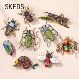 SKEDS – broche insecte abeille en cristal pour femmes et hommes bijoux de costume avec strass et