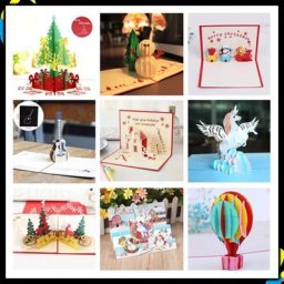 Carte de vministériels x pop-up de Noël en 3D carte d'anniversaire bonhomme de neige cerf creux