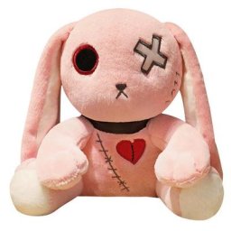 Lapin en peluche de style rock gothique pour Halloween jouet en peluche lapin câlin noir blanc