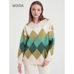 Wixra – Pull à col roulé pour femme pull-over tricoté et élastique à manches longues assorti et