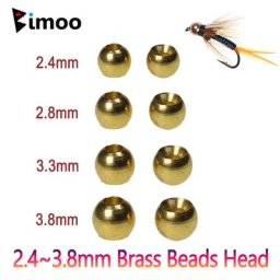 Bimoo-Tête de perles en laiton 50 pièces 2.4mm 2.8mm 3.3mm 3.8mm nymphe Streamer laineux Bugger