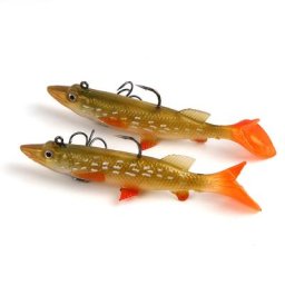 Leurre de pêche en silicone souple avec queue en T appâts artificiels nageurs Wobblers jaunes