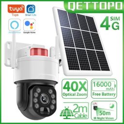 Qettopo – caméra de Surveillance extérieure solaire PTZ IP WIFI hd 8MP/4G dispositif de sécurité