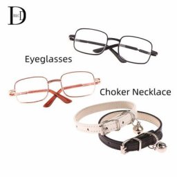 Collier de lunettes de beurre en peluche en cuir PU petite cloche tour de cou accessoires photo
