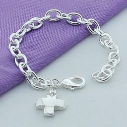 Bracelet en argent Sterling 925 pour femmes et hommes pendentif croisé bijoux de charme cadeaux