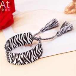 Bracelet tissé à motif de rayures zébrées pour femmes et hommes bijoux de Couple Vintage corde