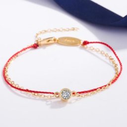 Bracelet en argent regardé 925 fait à la main pour femme fil rouge or rose ULrouge fine bijoux