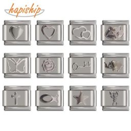 Happish – Bracelet Original en acier inoxydable largeur 9mm marguerite cœur étoile poisson